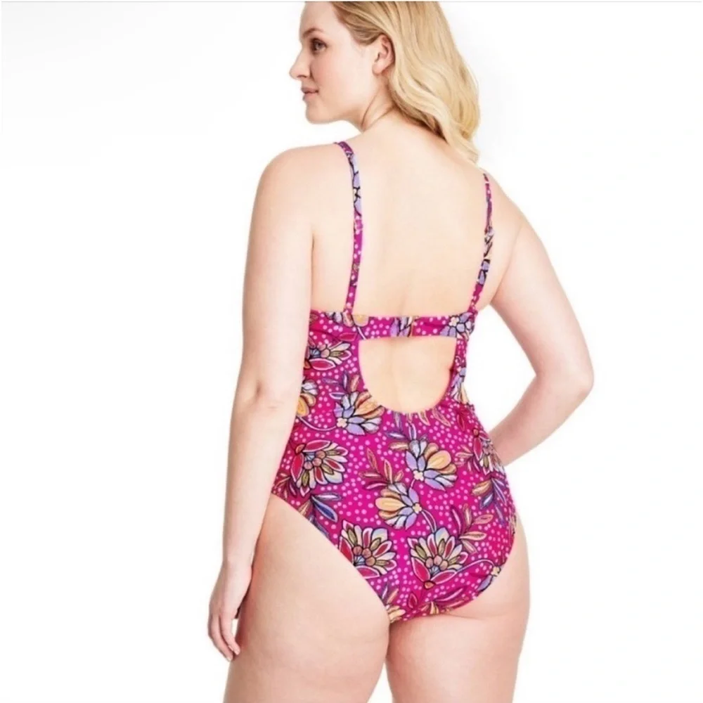 Tabitha Brown X Target Pink Floral Print One Piece Swimsuit MEDIUM NWOT